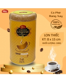 Cà phê bột rang xay nguyên chất Hatcoffee lon thiếc 100g - Vàng
