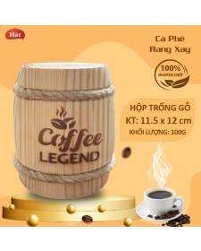Cà phê bột rang xay nguyên chất HATCOFFEE hộp trống gỗ 100g 