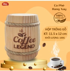 Cà phê bột rang xay nguyên chất HATCOFFEE hộp trống gỗ 100g 